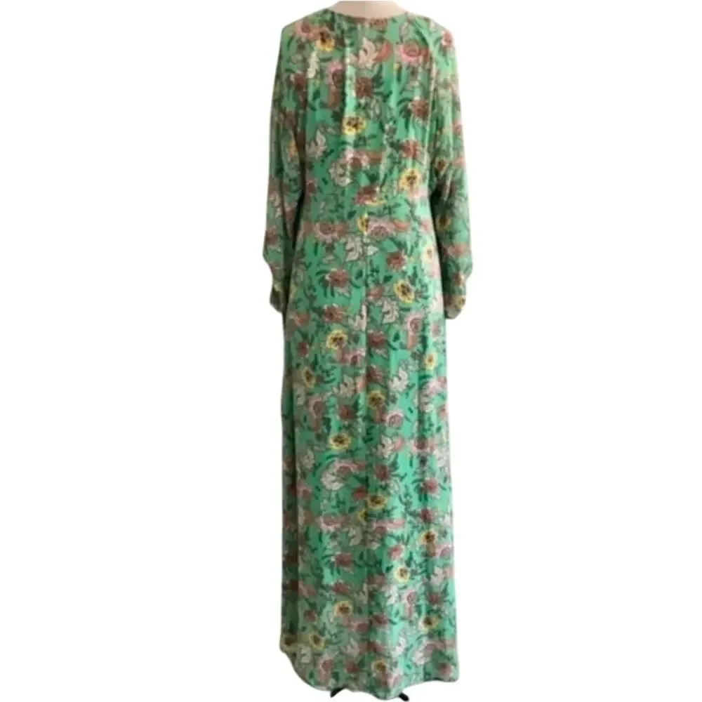 Free People Small Green Floral Boho Maxi Dress